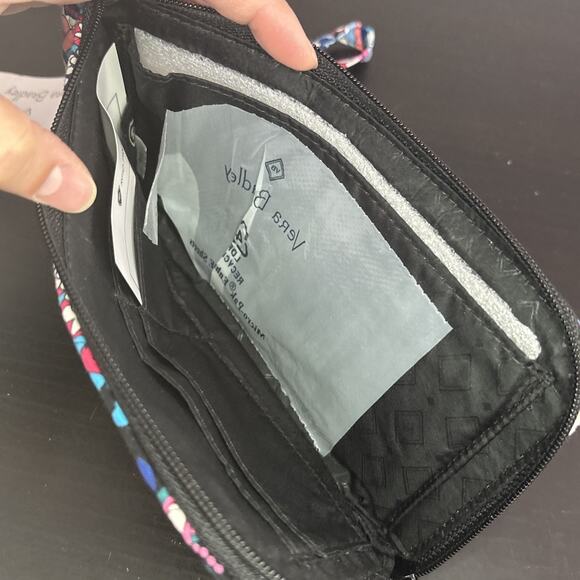 NWT Vera Bradley RFID Tech Wristlet Wallet Haymarket Paisley Black Blue Pink - Picture 4 of 7